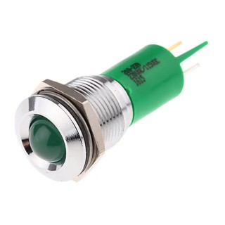 RS PRO Green Panel Mount Indicator 230 V AC, 115 V AC, 3 mA, Solder Tab Termination, Prominent Bezel 208-239