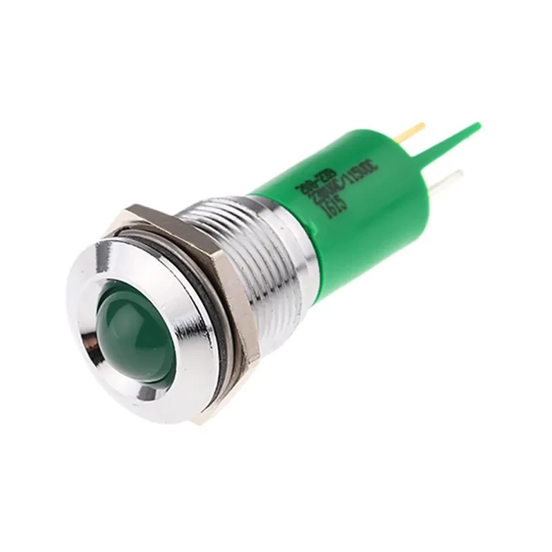 RS PRO Green Panel Mount Indicator 230 V AC, 115 V AC, 3 mA, Solder Tab Termination, Prominent Bezel 208-239