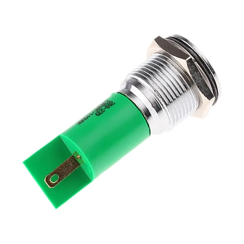 RS PRO Green Panel Mount Indicator 230 V AC, 115 V AC, 3 mA, Solder Tab Termination, Prominent Bezel 208-239