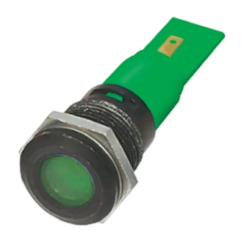 RS PRO Green Panel Mount Indicator 24 V AC/DC 20 mA Solder Tab Termination Flush 208-318
