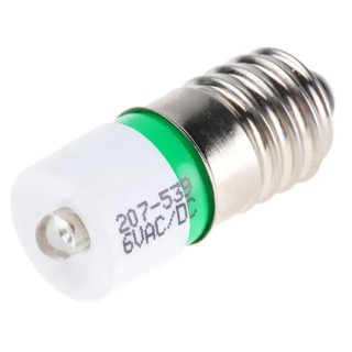 RS PRO Green Indicator Lamp Single Chip, E10 Base, 10 mm Diameter 207-539