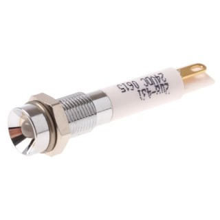 RS PRO Panel Mount Indicator Green, Red LED 24V DC 20mA Solder Tab Termination Recessed Bezel 208-431