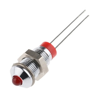 RS PRO Red Panel Mount Indicator, 2V dc, 20mA, Lead Termination, Prominent Silver Bezel 208-712