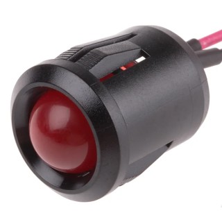 RS PRO Red Panel Mount Indicator 24V dc 20mA Lead Wire Termination Prominent Bezel 208-706