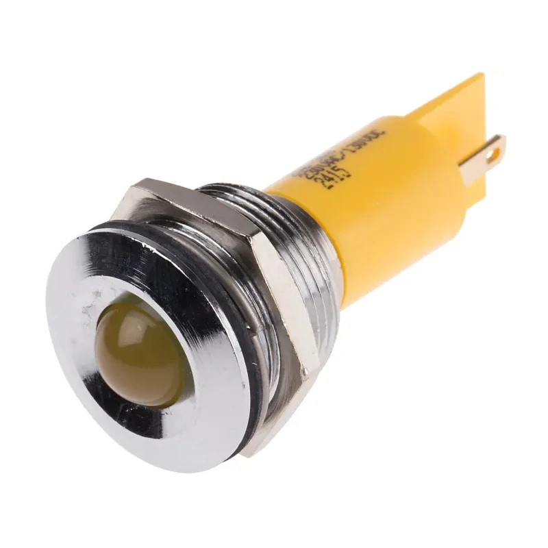 RS PRO Yellow Panel Mount Indicator, 230 V ac, 130V dc, 3mA, Prominent Bezel 208-908