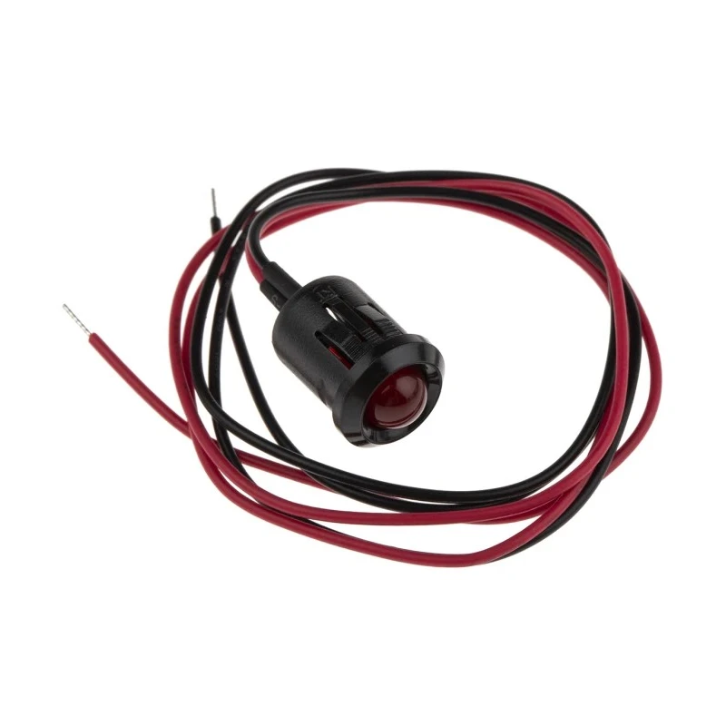 RS PRO Red Panel Mount Indicator 24V dc 20mA Lead Wire Termination Prominent Bezel 209-030