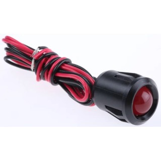 RS PRO Red Panel Mount Indicator 12V DC 20mA Lead Wire Termination Prominent Bezel 209-147