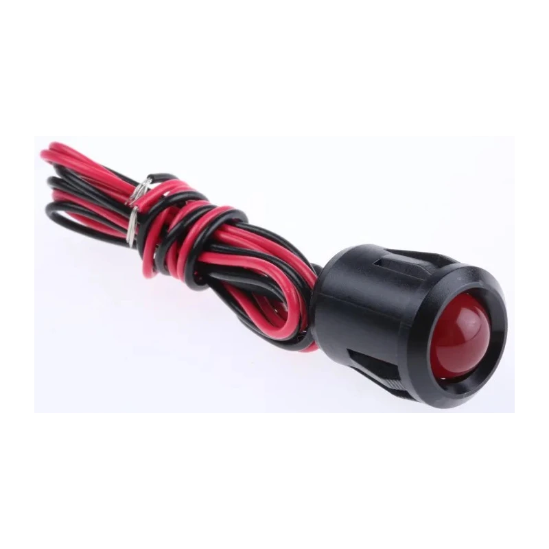 RS PRO Red Panel Mount Indicator 12V DC 20mA Lead Wire Termination Prominent Bezel 209-147