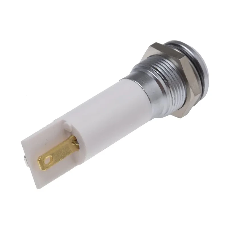 RS PRO White Panel Mount Indicator 230V AC 3mA IP67 Prominent Bezel Silver 43.85mm 209-608