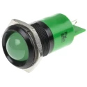 RS PRO Green Panel Mount Indicator 130V AC 6mA IP67 Prominent Bezel Black 64mm Length IP67