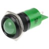 RS PRO Green Panel Mount Indicator 130V AC 6mA IP67 Prominent Bezel Black 64mm Length IP67