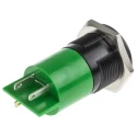 RS PRO Green Panel Mount Indicator 130V AC 6mA IP67 Prominent Bezel Black 64mm Length IP67