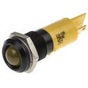 RS PRO Yellow Panel Mount Indicator Black Bezel IP67 Rated 230V AC 3mA 61mm Length 210-096