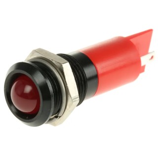 RS PRO Red Panel Mount Indicator, 12V DC, 20mA, Solder Tab Termination, Prominent Bezel 210-103