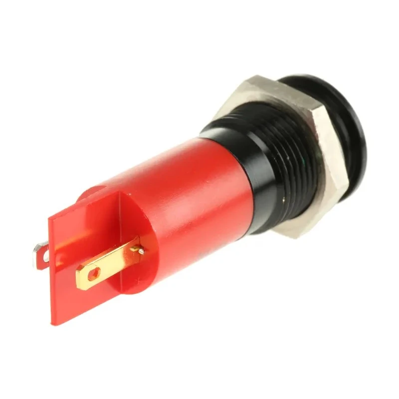 RS PRO Red Panel Mount Indicator, 12V DC, 20mA, Solder Tab Termination, Prominent Bezel 210-103