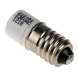 RS PRO White Indicator Lamp Single Chip, 230V AC, E10 Base, 10 mm Diameter 210-181