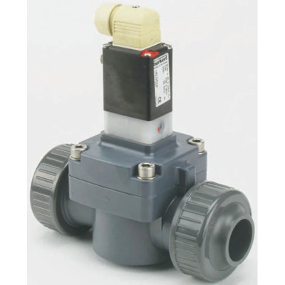 Burkert 2 Port Normally Closed Solenoid Valve Polyvinyl Chloride Body 110V ac 063241