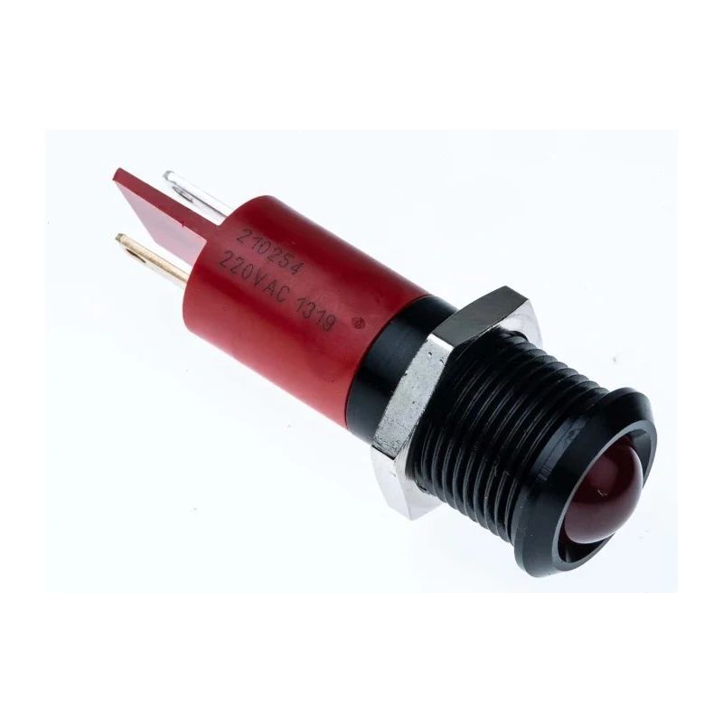 RS PRO Red Panel Mount Indicator 230V AC 3mA Black Bezel Prominent IP67 IP67
