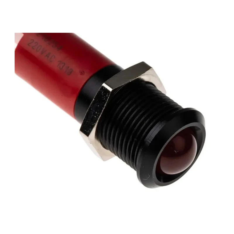 RS PRO Red Panel Mount Indicator 230V AC 3mA Black Bezel Prominent IP67 IP67