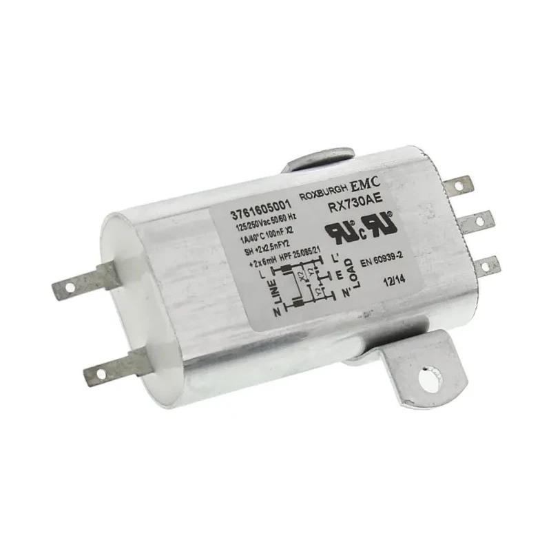 Roxburgh EMC Chassis Mount RFI Filter RX730 1 A 250V ac 60Hz Tab Termination 1 Phase