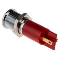RS PRO Red Panel Mount Indicator LED, 12V DC, 20mA, Solder Tab Termination, Prominent Bezel, Model 210-490
