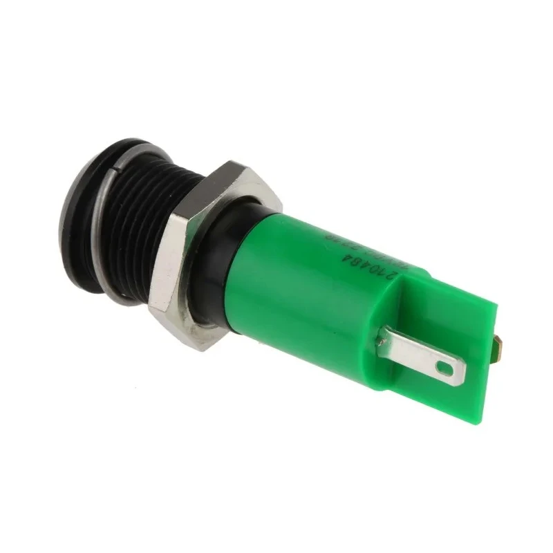 RS PRO Green Panel Mount Indicator 12V DC 20mA Solder Tab Termination Prominent Bezel 210-484