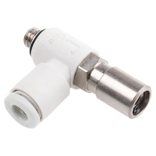 SMC AS Series Speed Controller Threaded Metric Inlet/Outlet Flow Regulator Brass Electroless Nickel Plated AS1201F-M5-04D