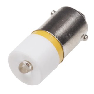 RS PRO Yellow Indicator Lamp Single Chip LED, 12 V AC/DC, BA9 Base, 10 mm Diameter 209-456