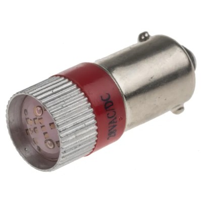 RS PRO Red Indicator Lamp Multichip, 28V DC, BA9 Base, 10 mm Diameter 210-002