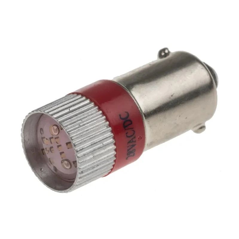 RS PRO Red Indicator Lamp Multichip, 28V DC, BA9 Base, 10 mm Diameter 210-002