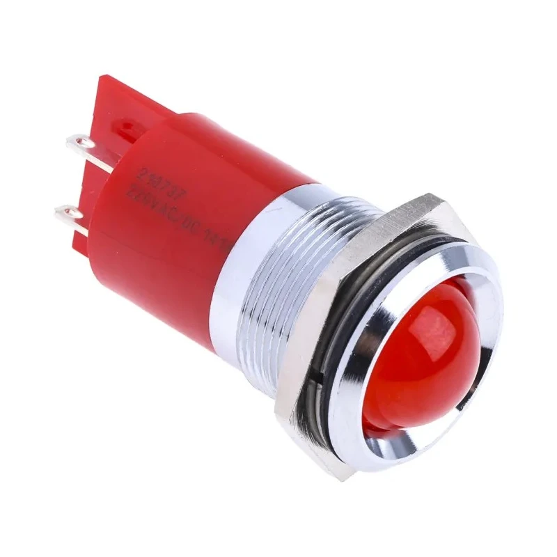 RS PRO Red Panel Mount Indicator 230V AC 3mA Silver Bezel 22mm Mount 210-737