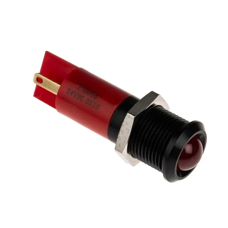 RS PRO Red Panel Mount LED Indicator, 14 mm Mount Hole, 24V DC, 80mcd Luminous Intensity, Solder Tab Termination 210-866