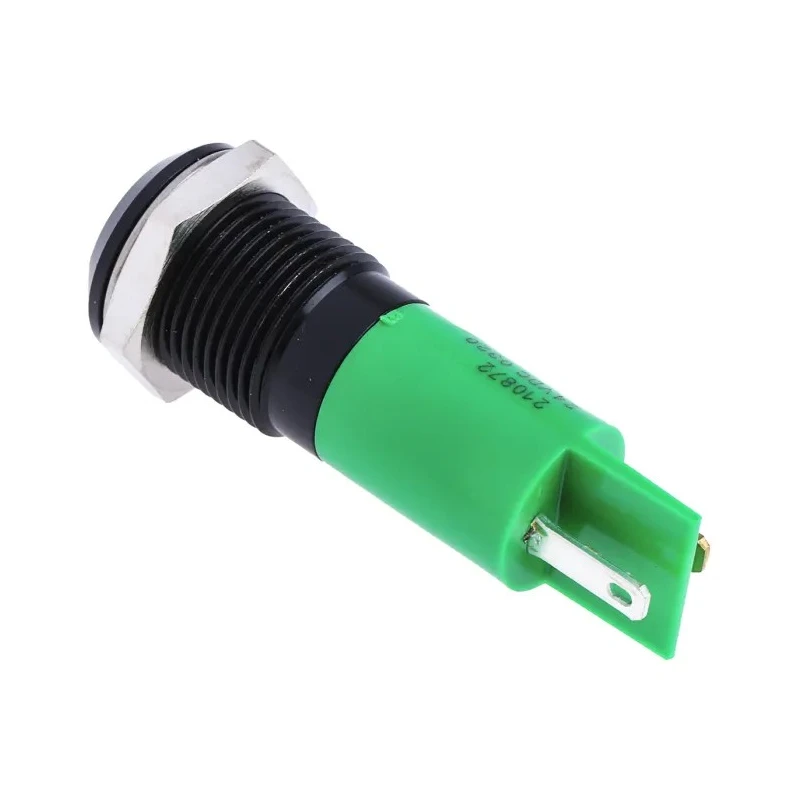 RS PRO Green Panel Mount Indicator 24V DC 20mA Solder Tab Termination Prominent Bezel 210-872