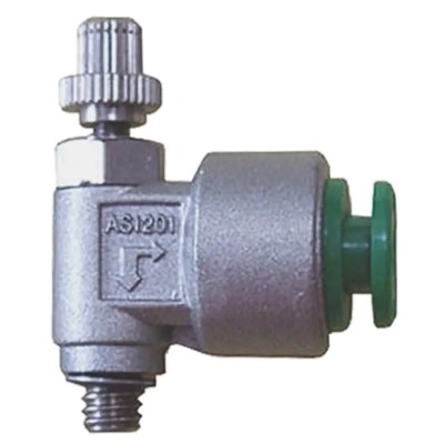 SMC AS Series Speed Controller with Brass and Stainless Steel Construction, 1 Mpa Pressure, -5°C to 60°C AS2201-01-F06S