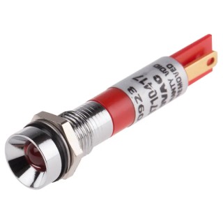 RS PRO Red Panel Mount Indicator 110V AC 6mA Solder Tab Termination Recessed Silver Bezel 210-923