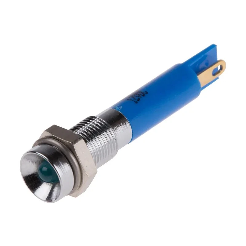 RS PRO Blue Panel Mount Indicator 12V DC 20mA Solder Tab Termination Recessed Bezel 211-291
