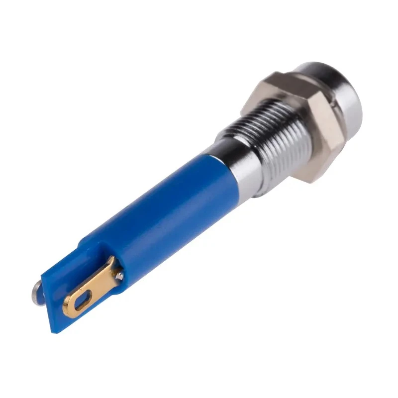 RS PRO Blue Panel Mount Indicator 12V DC 20mA Solder Tab Termination Recessed Bezel 211-291
