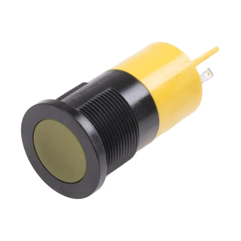 RS PRO Yellow Panel Mount Indicator LED, 24 V AC/DC, 20mA, Solder Tab Termination, Flush Bezel, 22mm Mount Hole 211-487