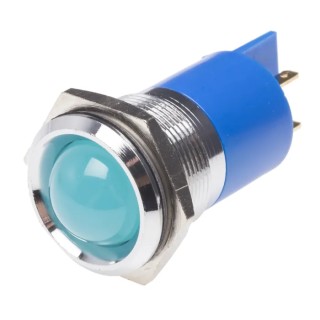 RS PRO Blue Panel Mount Indicator, 24 V AC/DC, 20mA, Solder Tab Termination, Prominent Chrome Bezel 211-639
