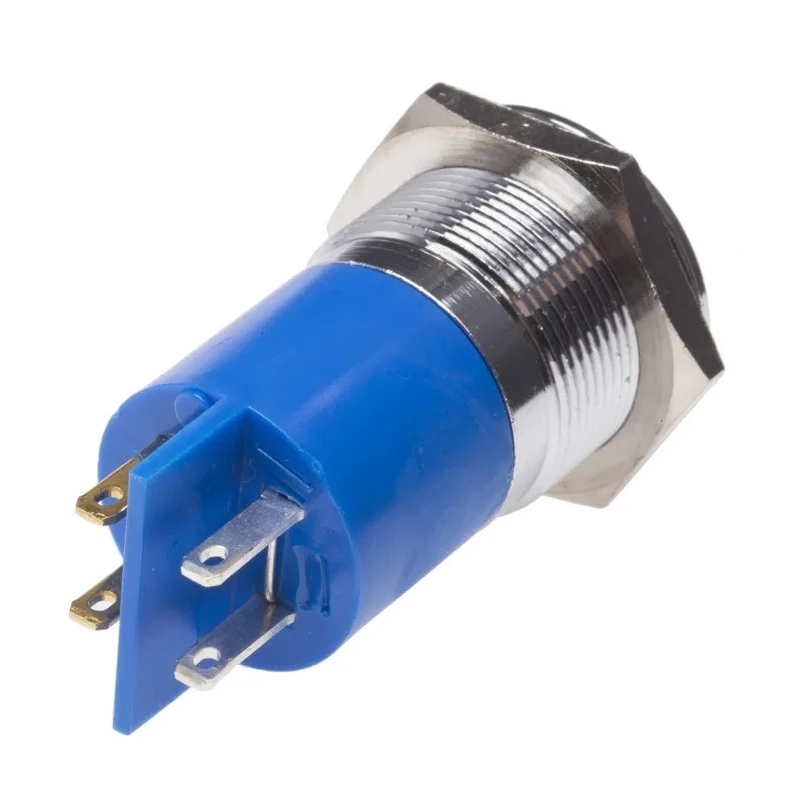RS PRO Blue Panel Mount Indicator, 24 V AC/DC, 20mA, Solder Tab Termination, Prominent Chrome Bezel 211-639