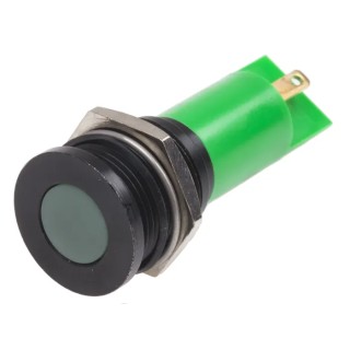 RS PRO Green Panel Mount Indicator 12 V AC/DC 20mA Solder Tab Termination Flush 211-730