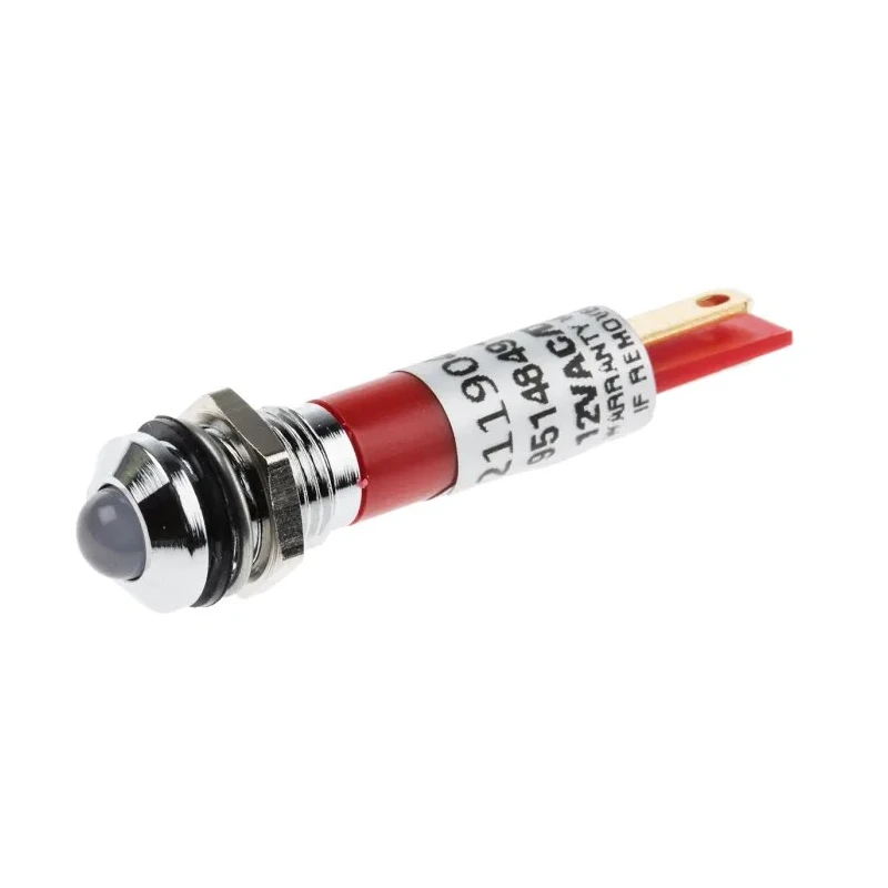 RS PRO Red Panel Mount Indicator 12V 20mA Solder Tab Termination IP67 Prominent Bezel 211-904