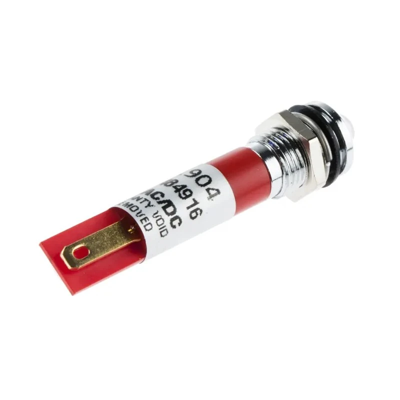 RS PRO Red Panel Mount Indicator 12V 20mA Solder Tab Termination IP67 Prominent Bezel 211-904