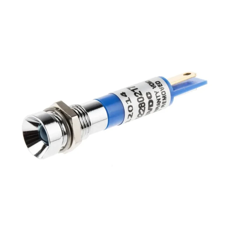 RS PRO Blue Panel Mount Indicator 24V DC 20mA Solder Tab Termination IP67 Recessed 212-014