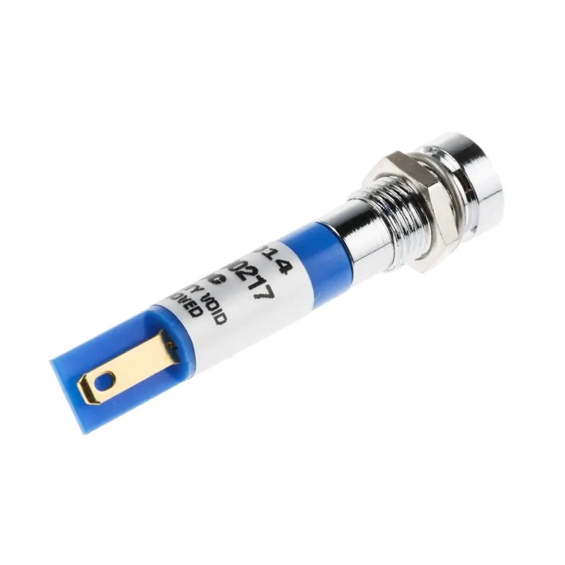 RS PRO Blue Panel Mount Indicator 24V DC 20mA Solder Tab Termination IP67 Recessed 212-014