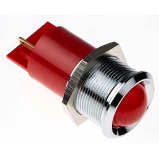 RS PRO Red Panel Mount Indicator, 48V dc 65 V dc 10mA Prominent Bezel 22mm Mount Hole 212-064