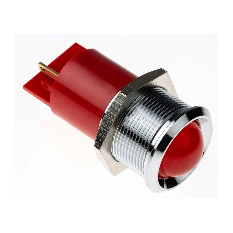 RS PRO Red Panel Mount Indicator, 48V dc 65 V dc 10mA Prominent Bezel 22mm Mount Hole 212-064