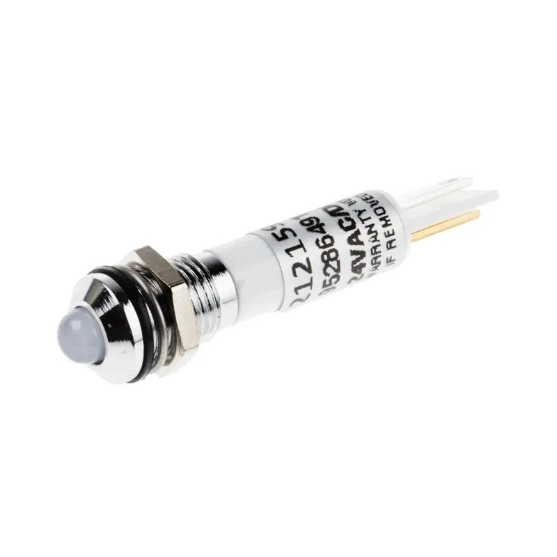 RS PRO White Panel Mount Indicator, 24V DC, 17mA, Solder Tab Termination, IP67, Prominent Bezel 212-159