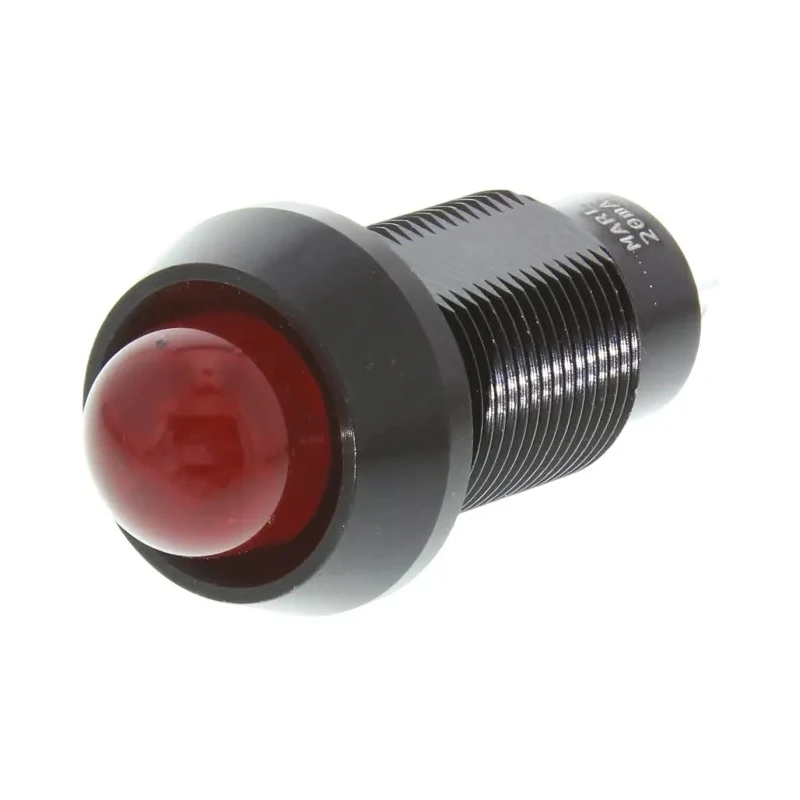 Marl Red Panel Mount Indicator, 1.9V DC, 20mA, Solder Tab Termination, Prominent Bezel, 651-102-04