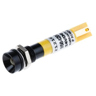 RS PRO Yellow Panel Mount Indicator 24V DC 17mA Solder Tab Termination IP67 Recessed 212-165